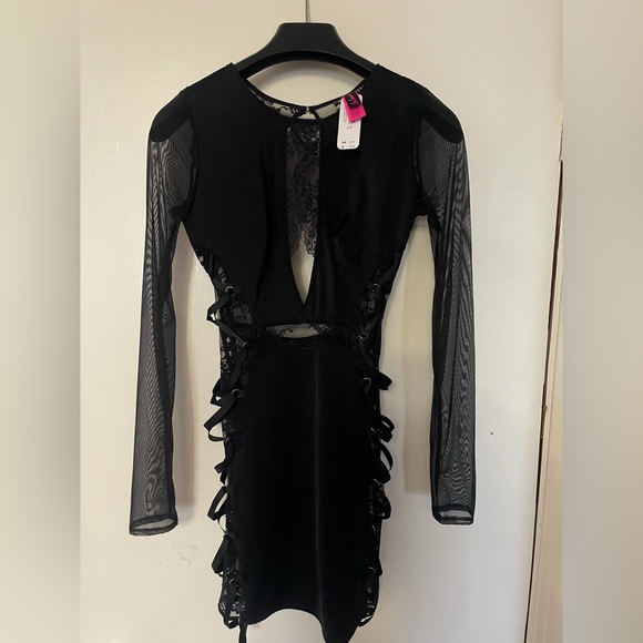 Le Senza black sexy dress, adjustable corset lace up sides - Picture 1 of 6